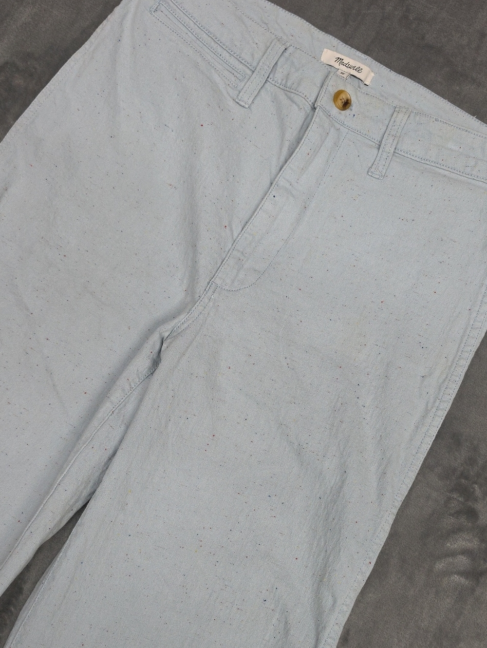 Madewell 30 Light Blue Speckled Cropped Jeans Wide Leg